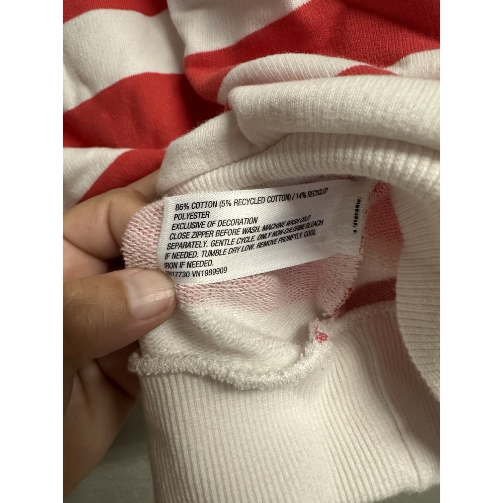 Joy Lab Red White Striped 1/2 Zip Pullover Sweatshirt Women - Picture 4 of 4